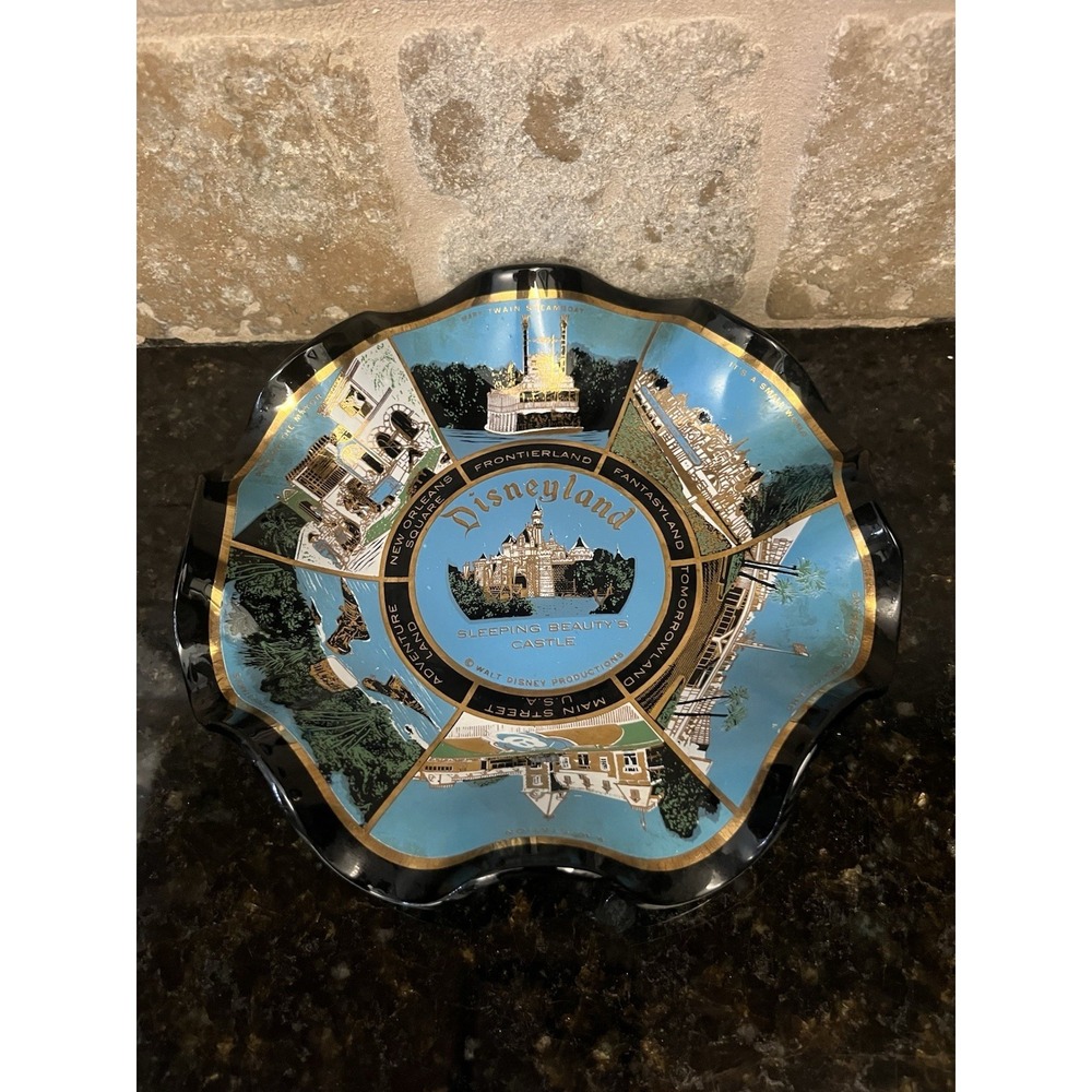 Vintage Walt Disneyland Sleeping Beauty Castle Glass Candy Dish Tray